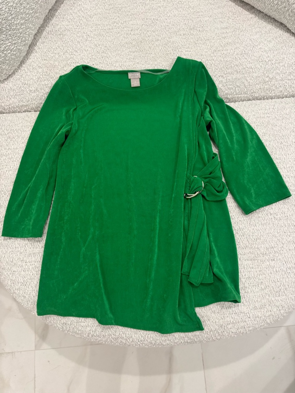 Chico’s Green Side Tie Blouse Top